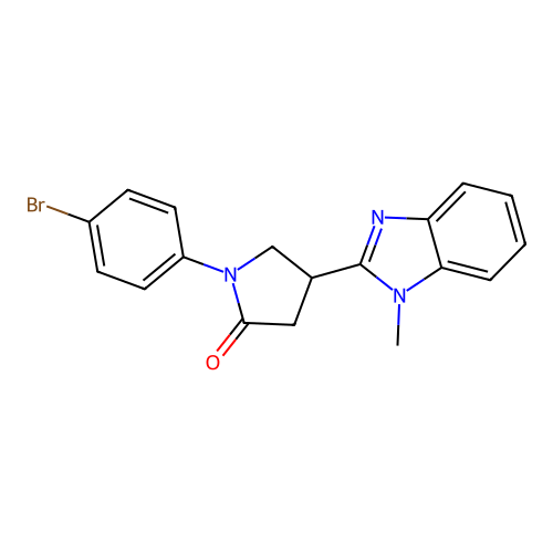 1-(4-bromophenyl)-4-(1-methyl-1H-1,3-benzodiazol-2-yl)pyrrolidin-2-one structure