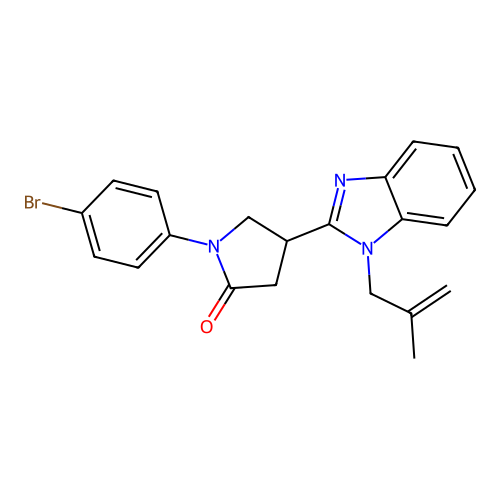 1-(4-bromophenyl)-4-(1-(2-methylallyl)-1H-benzo[d]imidazol-2-yl)pyrrolidin-2-one structure
