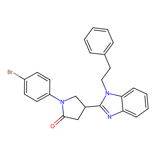 1-(4-bromophenyl)-4-[1-(2-phenylethyl)-1H-1,3-benzodiazol-2-yl]pyrrolidin-2-one structure