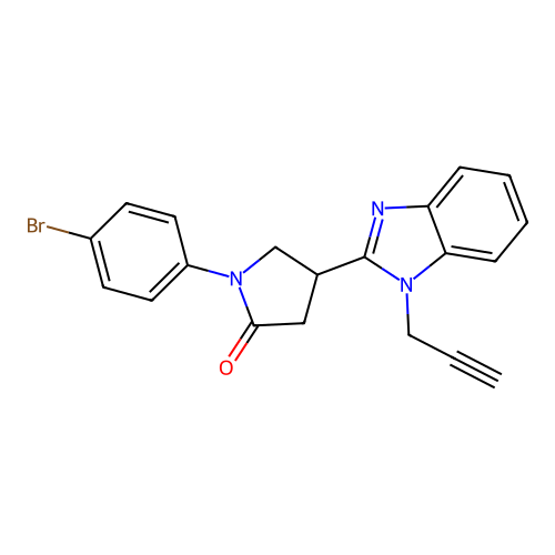 1-(4-bromophenyl)-4-[1-(prop-2-yn-1-yl)-1H-1,3-benzodiazol-2-yl]pyrrolidin-2-one structure