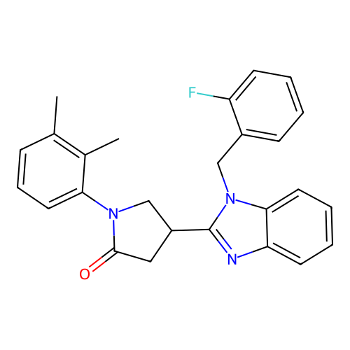 1-(2,3-dimethylphenyl)-4-{1-[(2-fluorophenyl)methyl]-1H-1,3-benzodiazol-2-yl}pyrrolidin-2-one structure