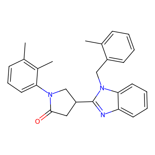1-(2,3-dimethylphenyl)-4-{1-[(2-methylphenyl)methyl]-1H-1,3-benzodiazol-2-yl}pyrrolidin-2-one structure