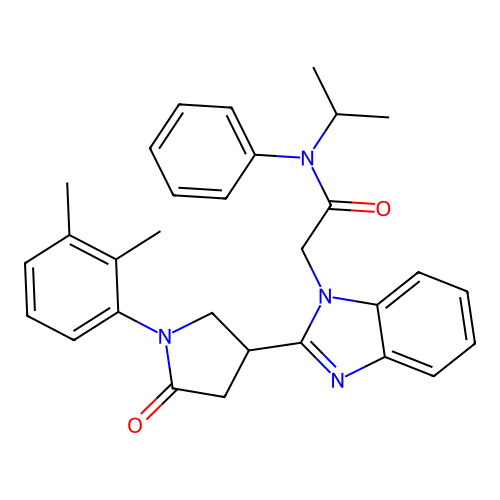 2-{2-[1-(2,3-dimethylphenyl)-5-oxopyrrolidin-3-yl]-1H-1,3-benzodiazol-1-yl}-N-phenyl-N-(propan-2-yl)acetamide structure