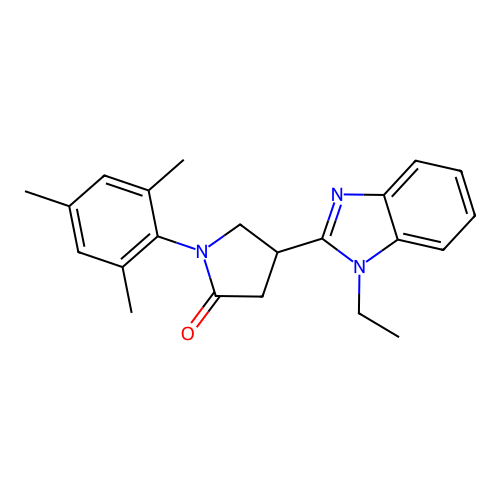 4-(1-ethyl-1H-benzimidazol-2-yl)-1-(2,4,6-trimethylphenyl)pyrrolidin-2-one structure
