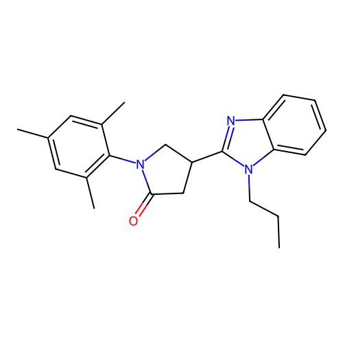 4-(1-propyl-1H-1,3-benzodiazol-2-yl)-1-(2,4,6-trimethylphenyl)pyrrolidin-2-one structure
