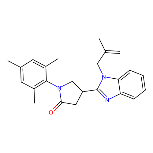 1-mesityl-4-(1-(2-methylallyl)-1H-benzo[d]imidazol-2-yl)pyrrolidin-2-one structure