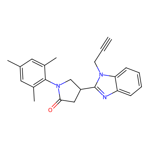 1-mesityl-4-(1-(prop-2-yn-1-yl)-1H-benzo[d]imidazol-2-yl)pyrrolidin-2-one structure