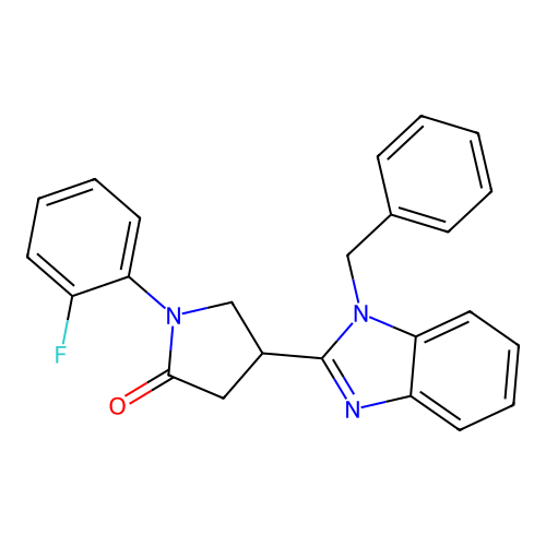4-(1-benzyl-1H-benzo[d]imidazol-2-yl)-1-(2-fluorophenyl)pyrrolidin-2-one structure