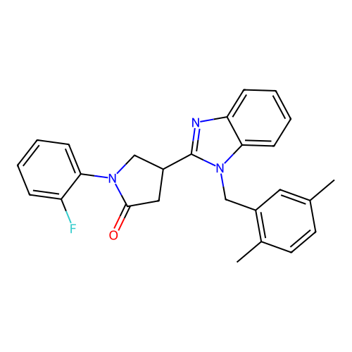 4-{1-[(2,5-dimethylphenyl)methyl]-1H-1,3-benzodiazol-2-yl}-1-(2-fluorophenyl)pyrrolidin-2-one structure