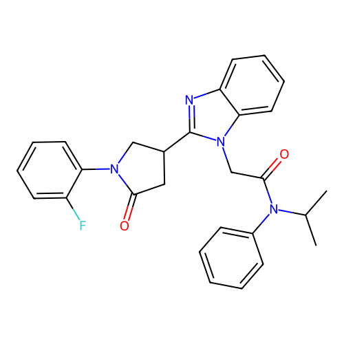 2-(2-(1-(2-fluorophenyl)-5-oxopyrrolidin-3-yl)-1H-benzo[d]imidazol-1-yl)-N-isopropyl-N-phenylacetamide structure
