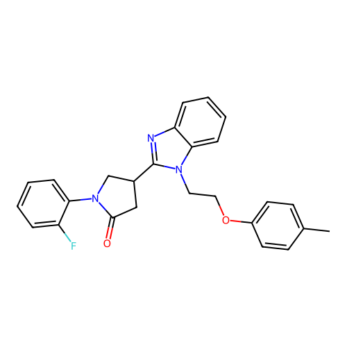1-(2-fluorophenyl)-4-{1-[2-(4-methylphenoxy)ethyl]-1H-1,3-benzodiazol-2-yl}pyrrolidin-2-one structure