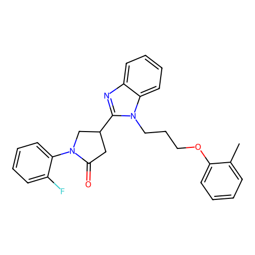 1-(2-fluorophenyl)-4-{1-[3-(2-methylphenoxy)propyl]-1H-1,3-benzodiazol-2-yl}pyrrolidin-2-one structure