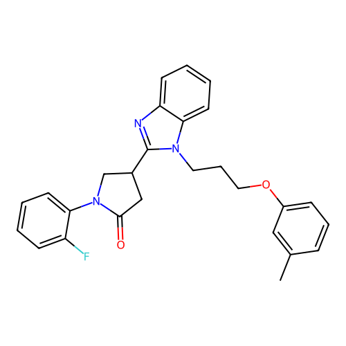 1-(2-fluorophenyl)-4-{1-[3-(3-methylphenoxy)propyl]-1H-1,3-benzodiazol-2-yl}pyrrolidin-2-one structure