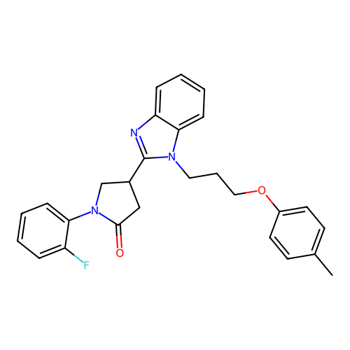 1-(2-fluorophenyl)-4-{1-[3-(4-methylphenoxy)propyl]-1H-1,3-benzodiazol-2-yl}pyrrolidin-2-one structure
