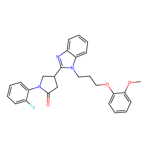 1-(2-fluorophenyl)-4-{1-[3-(2-methoxyphenoxy)propyl]-1H-1,3-benzodiazol-2-yl}pyrrolidin-2-one structure