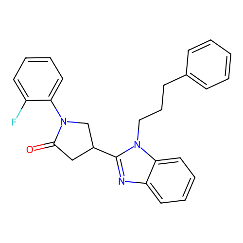 1-(2-fluorophenyl)-4-[1-(3-phenylpropyl)-1H-1,3-benzodiazol-2-yl]pyrrolidin-2-one structure