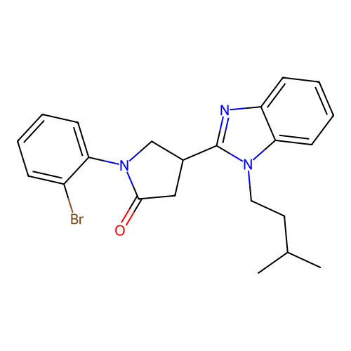 1-(2-bromophenyl)-4-(1-isopentyl-1H-benzo[d]imidazol-2-yl)pyrrolidin-2-one structure