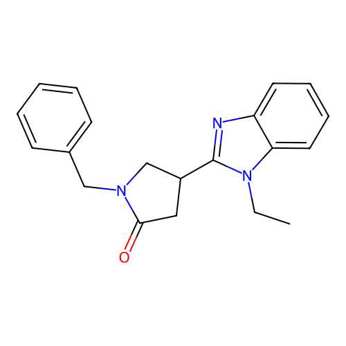 1-benzyl-4-(1-ethyl-1H-1,3-benzodiazol-2-yl)pyrrolidin-2-one structure