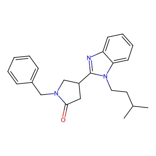 1-benzyl-4-[1-(3-methylbutyl)-1H-1,3-benzodiazol-2-yl]pyrrolidin-2-one structure