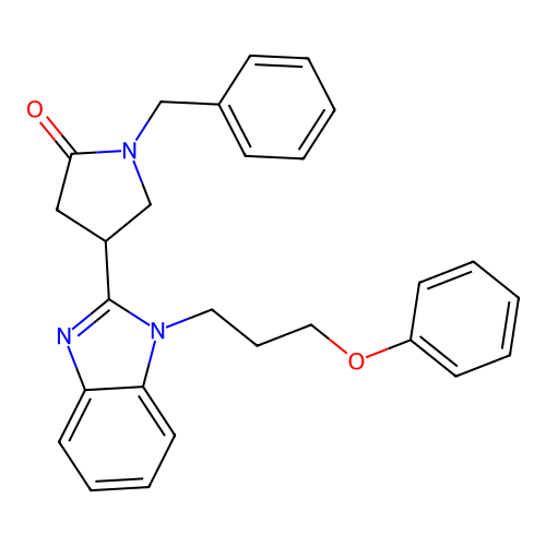 1-benzyl-4-[1-(3-phenoxypropyl)-1H-1,3-benzodiazol-2-yl]pyrrolidin-2-one structure