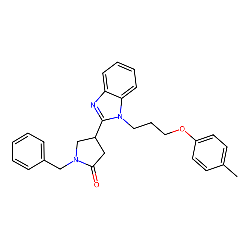 1-benzyl-4-{1-[3-(4-methylphenoxy)propyl]-1H-1,3-benzodiazol-2-yl}pyrrolidin-2-one structure