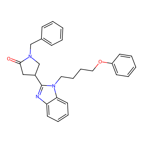 1-benzyl-4-[1-(4-phenoxybutyl)-1H-1,3-benzodiazol-2-yl]pyrrolidin-2-one structure