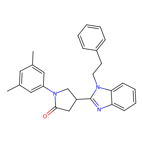 1-(3,5-dimethylphenyl)-4-(1-phenethyl-1H-benzo[d]imidazol-2-yl)pyrrolidin-2-one structure