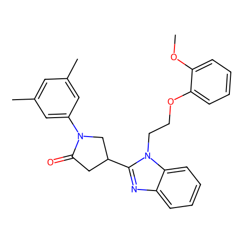 1-(3,5-dimethylphenyl)-4-{1-[2-(2-methoxyphenoxy)ethyl]-1H-1,3-benzodiazol-2-yl}pyrrolidin-2-one structure