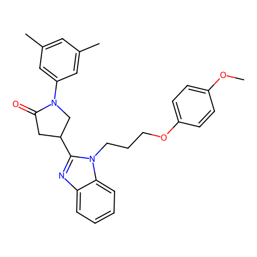 1-(3,5-dimethylphenyl)-4-{1-[3-(4-methoxyphenoxy)propyl]-1H-1,3-benzodiazol-2-yl}pyrrolidin-2-one structure