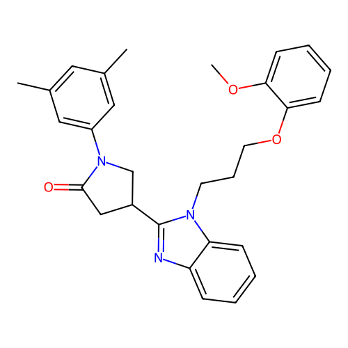 1-(3,5-dimethylphenyl)-4-{1-[3-(2-methoxyphenoxy)propyl]-1H-1,3-benzodiazol-2-yl}pyrrolidin-2-one structure