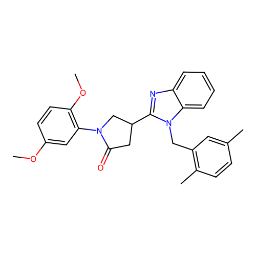 1-(2,5-dimethoxyphenyl)-4-{1-[(2,5-dimethylphenyl)methyl]-1H-1,3-benzodiazol-2-yl}pyrrolidin-2-one structure