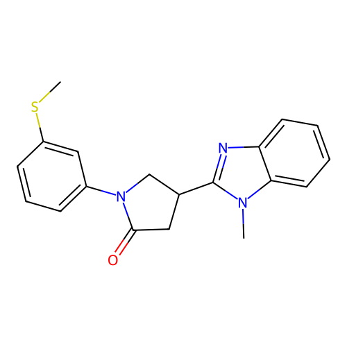 4-(1-methyl-1H-benzo[d]imidazol-2-yl)-1-(3-(methylthio)phenyl)pyrrolidin-2-one structure
