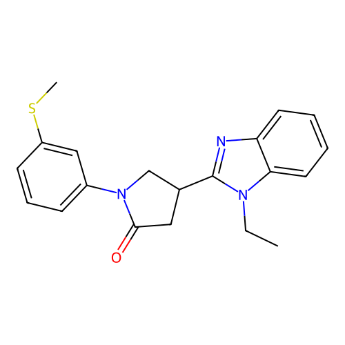 4-(1-ethyl-1H-benzo[d]imidazol-2-yl)-1-(3-(methylthio)phenyl)pyrrolidin-2-one structure