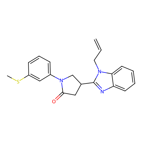4-(1-allyl-1H-benzo[d]imidazol-2-yl)-1-(3-(methylthio)phenyl)pyrrolidin-2-one structure
