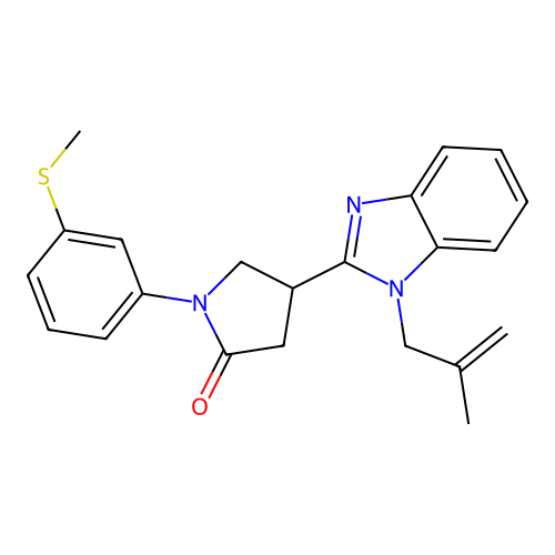 4-(1-(2-methylallyl)-1H-benzo[d]imidazol-2-yl)-1-(3-(methylthio)phenyl)pyrrolidin-2-one structure
