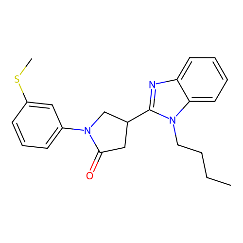 4-(1-butyl-1H-benzo[d]imidazol-2-yl)-1-(3-(methylthio)phenyl)pyrrolidin-2-one structure