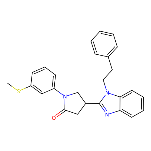 1-[3-(methylsulfanyl)phenyl]-4-[1-(2-phenylethyl)-1H-1,3-benzodiazol-2-yl]pyrrolidin-2-one structure