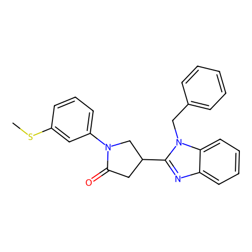 4-(1-benzyl-1H-benzo[d]imidazol-2-yl)-1-(3-(methylthio)phenyl)pyrrolidin-2-one structure