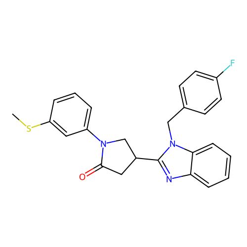 4-{1-[(4-fluorophenyl)methyl]-1H-1,3-benzodiazol-2-yl}-1-[3-(methylsulfanyl)phenyl]pyrrolidin-2-one structure