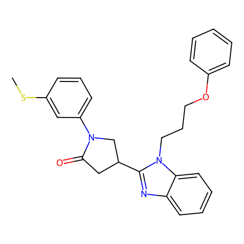 1-[3-(methylsulfanyl)phenyl]-4-[1-(3-phenoxypropyl)-1H-1,3-benzodiazol-2-yl]pyrrolidin-2-one structure
