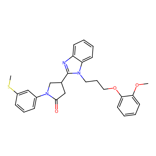 4-{1-[3-(2-methoxyphenoxy)propyl]-1H-1,3-benzodiazol-2-yl}-1-[3-(methylsulfanyl)phenyl]pyrrolidin-2-one structure
