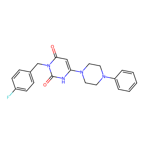 3-(4-fluorobenzyl)-6-(4-phenylpiperazin-1-yl)pyrimidine-2,4(1H,3H)-dione structure