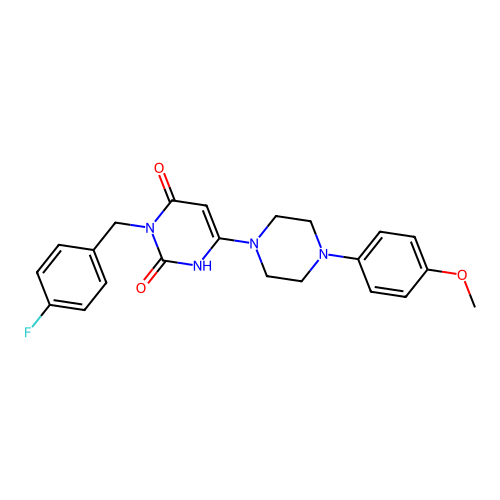 3-(4-fluorobenzyl)-6-(4-(4-methoxyphenyl)piperazin-1-yl)pyrimidine-2,4(1H,3H)-dione structure