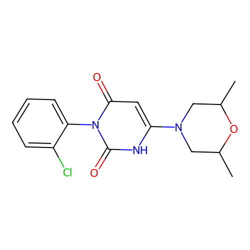 3-(2-chlorophenyl)-6-(2,6-dimethylmorpholino)pyrimidine-2,4(1H,3H)-dione structure