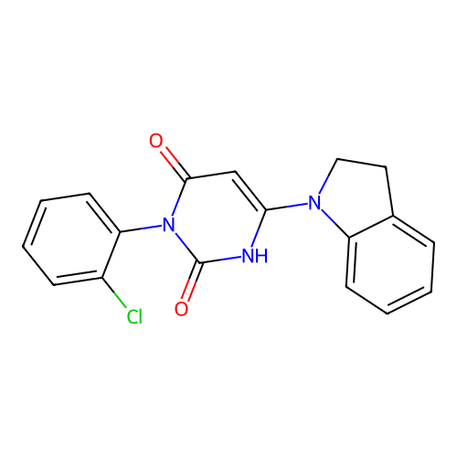 3-(2-chlorophenyl)-6-(2,3-dihydroindol-1-yl)-1H-pyrimidine-2,4-dione structure