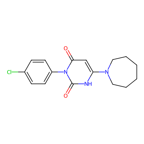 6-(azepan-1-yl)-3-(4-chlorophenyl)-1H-pyrimidine-2,4-dione structure