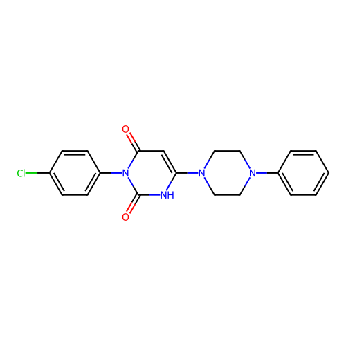 3-(4-chlorophenyl)-6-(4-phenylpiperazin-1-yl)pyrimidine-2,4(1H,3H)-dione structure