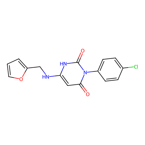 3-(4-chlorophenyl)-6-(furan-2-ylmethylamino)-1H-pyrimidine-2,4-dione structure