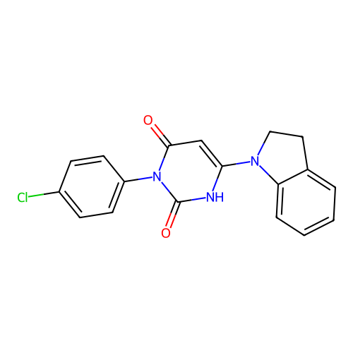 3-(4-chlorophenyl)-6-(indolin-1-yl)pyrimidine-2,4(1H,3H)-dione structure