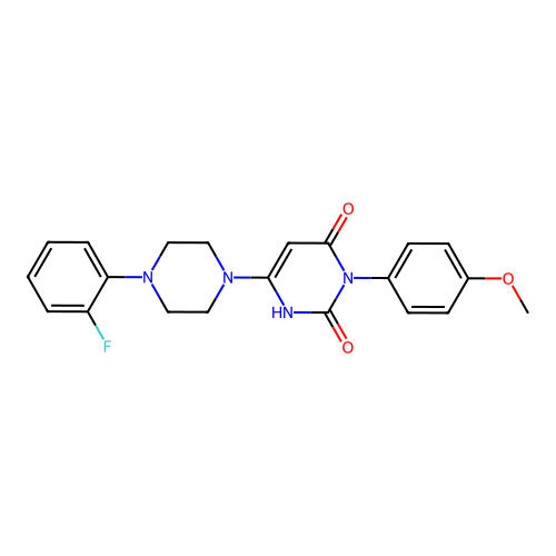 6-[4-(2-fluorophenyl)piperazin-1-yl]-3-(4-methoxyphenyl)-1H-pyrimidine-2,4-dione structure